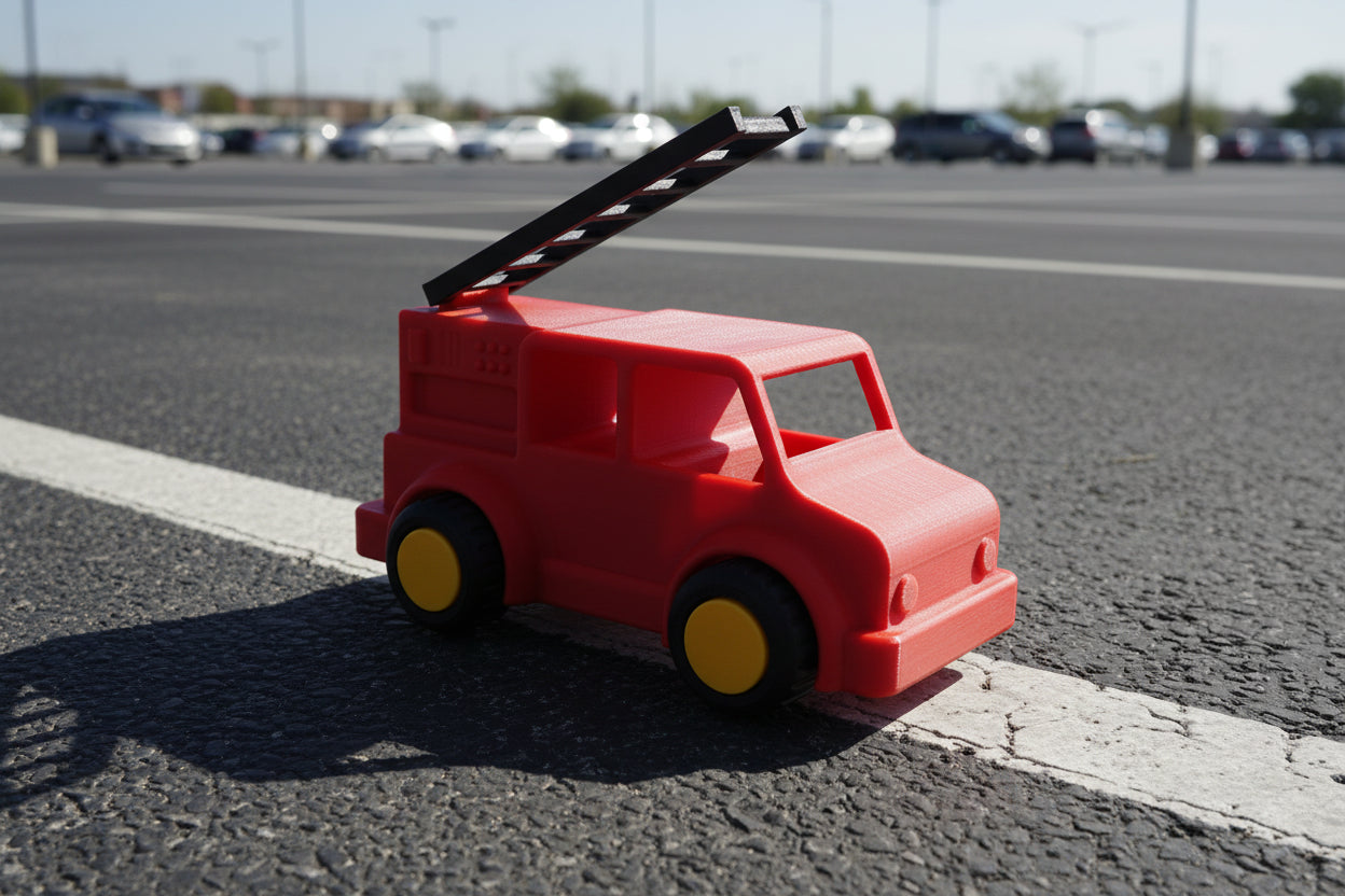 3D Printed Fire Truck Toy with Folding Ladder