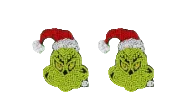 Red, White, Green beaded Grinch face Earrings