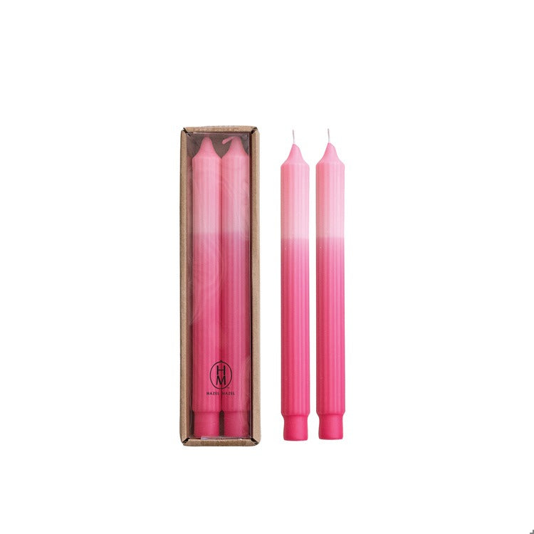 Hazel Mazel 10" 2 Tone Pleated Taper Candles Pink