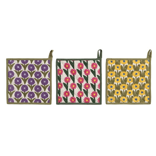 Hazel Mazel Square Cotton Slub Printed Pot Holders