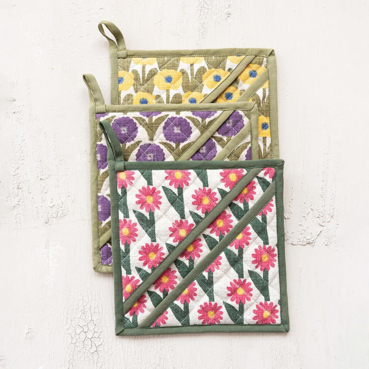 Hazel Mazel Square Cotton Slub Printed Pot Holders