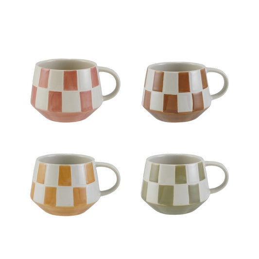 Hazel Mazel Round Checkered Stoneware Mug