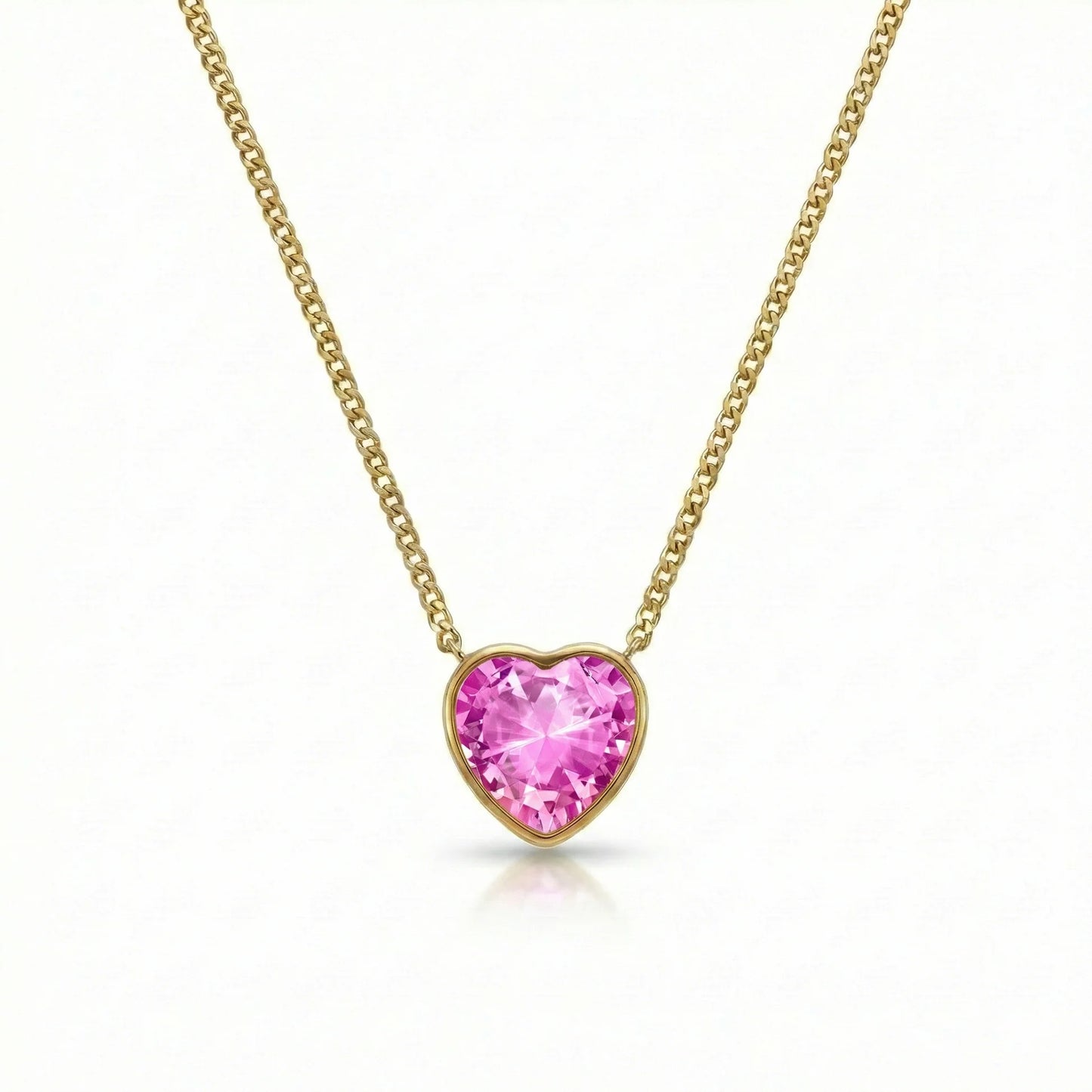 Aurora Crystal Jewelry Heart Crystal Necklace-Pink