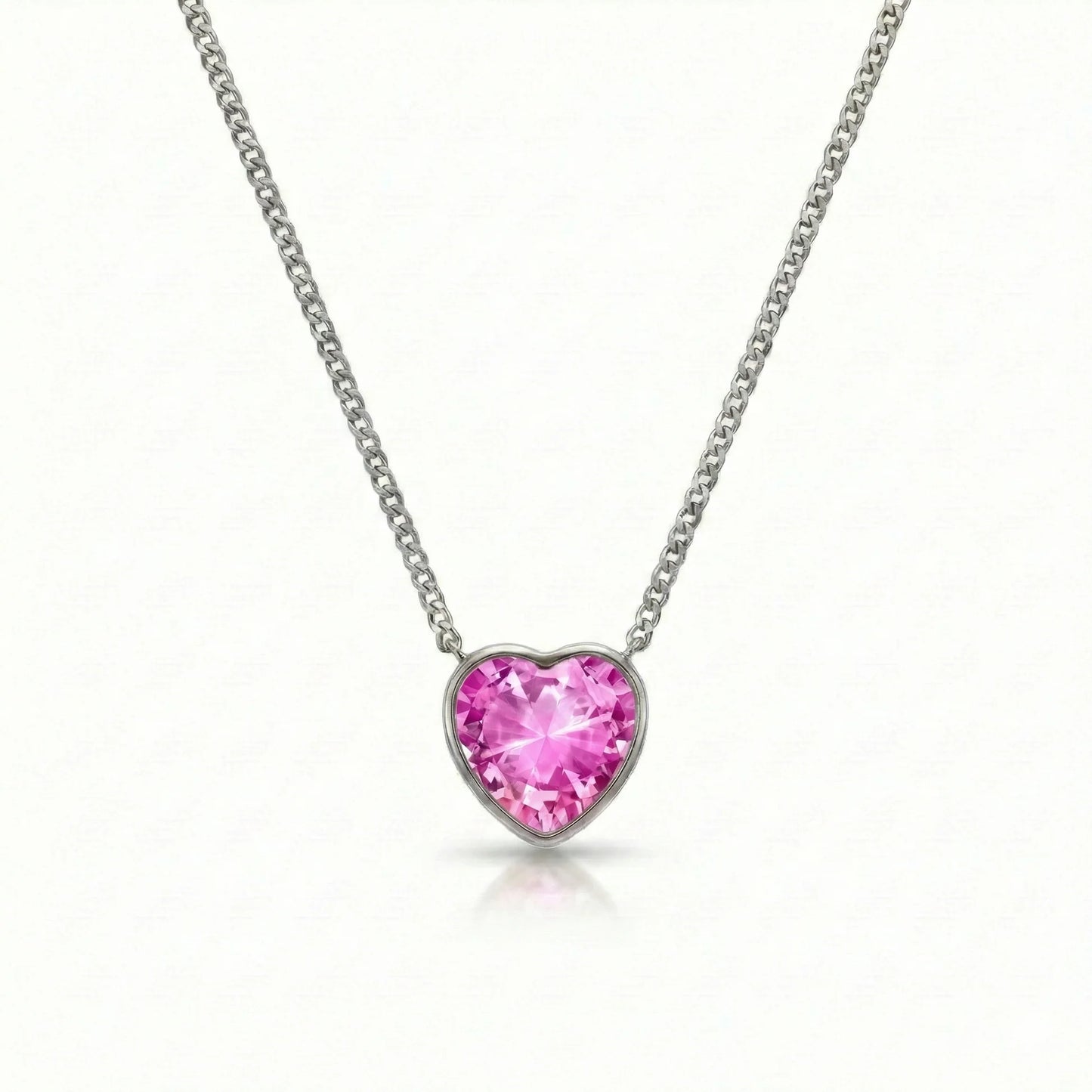 Aurora Crystal Jewelry Heart Crystal Necklace-Pink