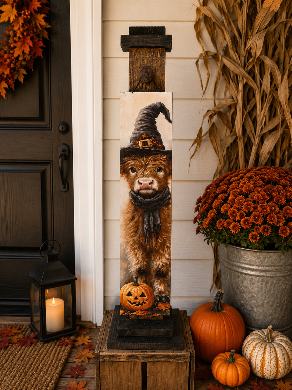 Witch Highland Cow Porch Sign-5x24