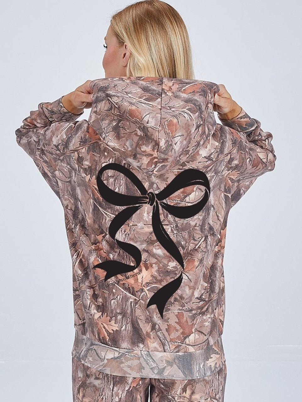 Simply Southern Camo Hoodie With Black Bow