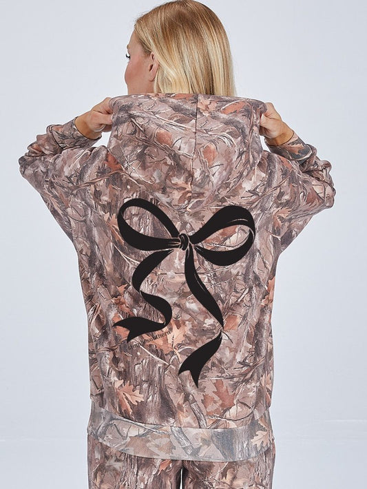 Simply Southern Camo Hoodie With Black Bow