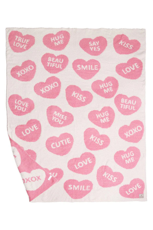 Pink Candy Heart Patterned Blanket