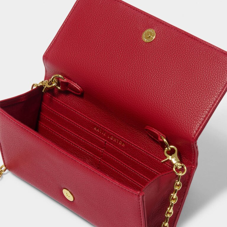 Katie Loxton Rubi Chain Crossbody Purse- Garnet Red