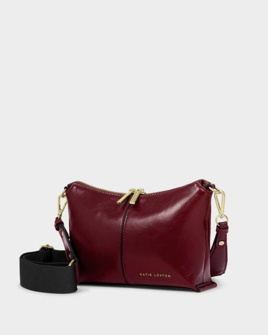 Laila Patent Crackle Crossbody Bag- Cherry