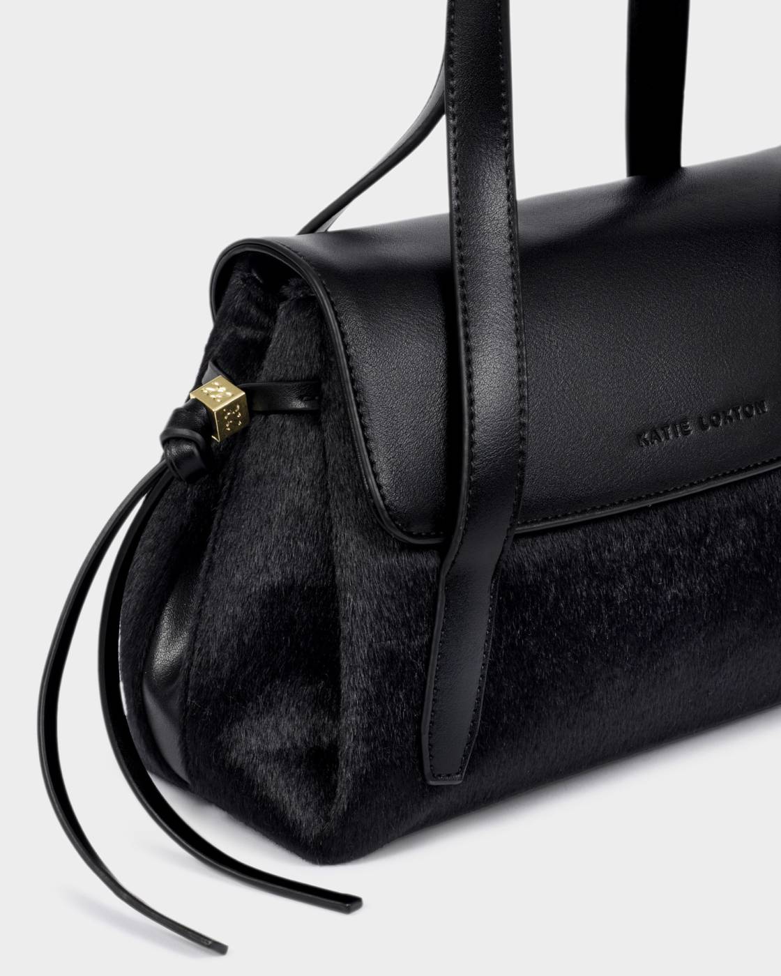Katie Loxton Alyssa Black Faux Pony Top Handle Bag