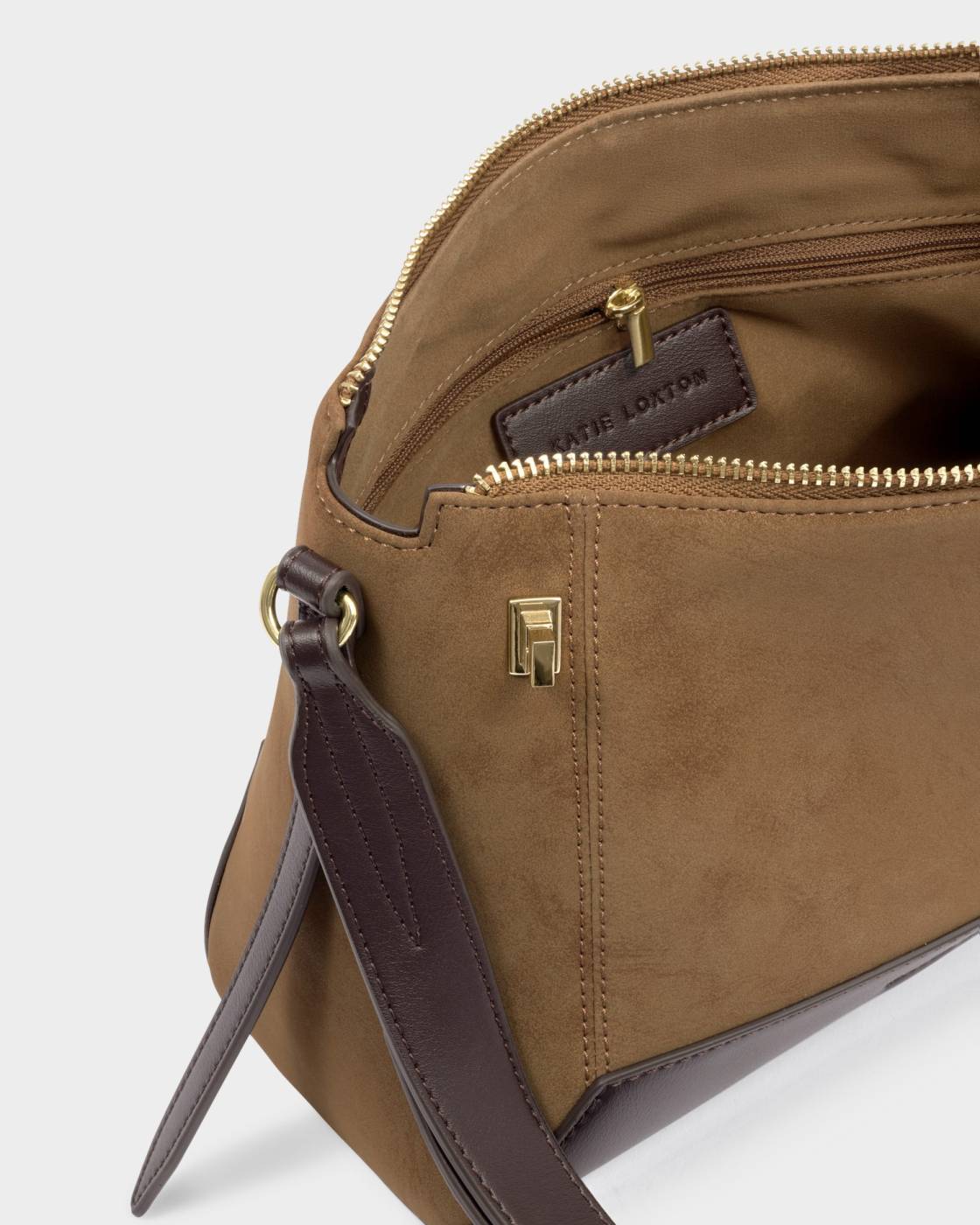Katie Loxton Charlbury Suedette Crossbody Bag- Caramel
