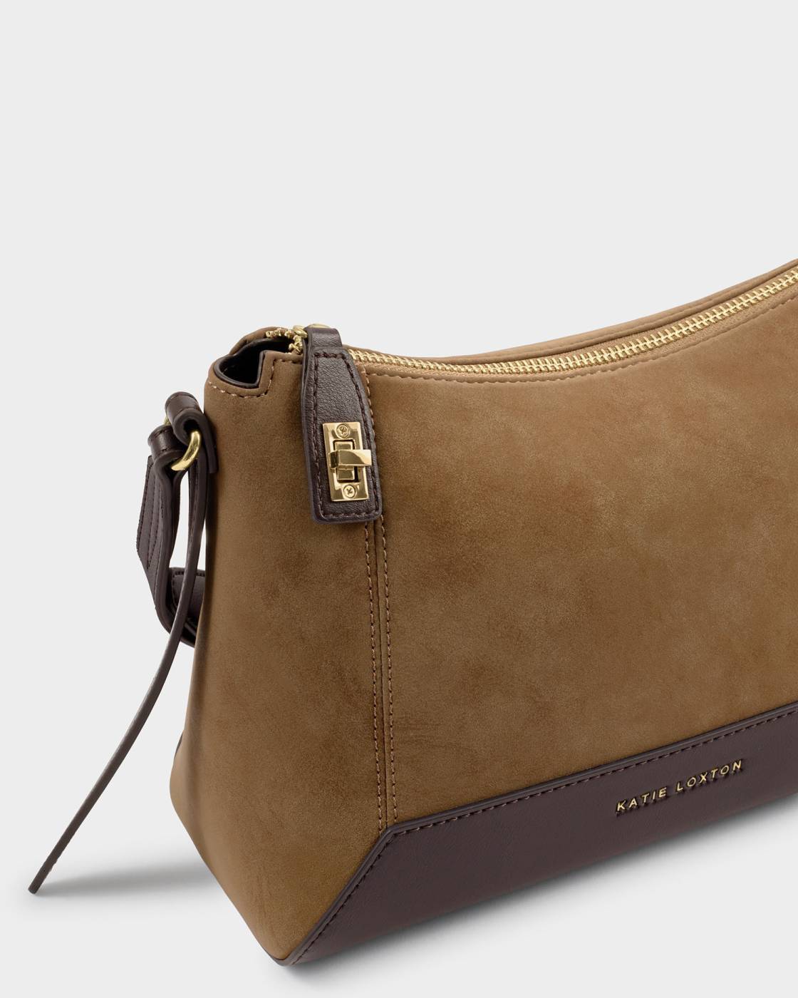 Katie Loxton Charlbury Suedette Crossbody Bag- Caramel