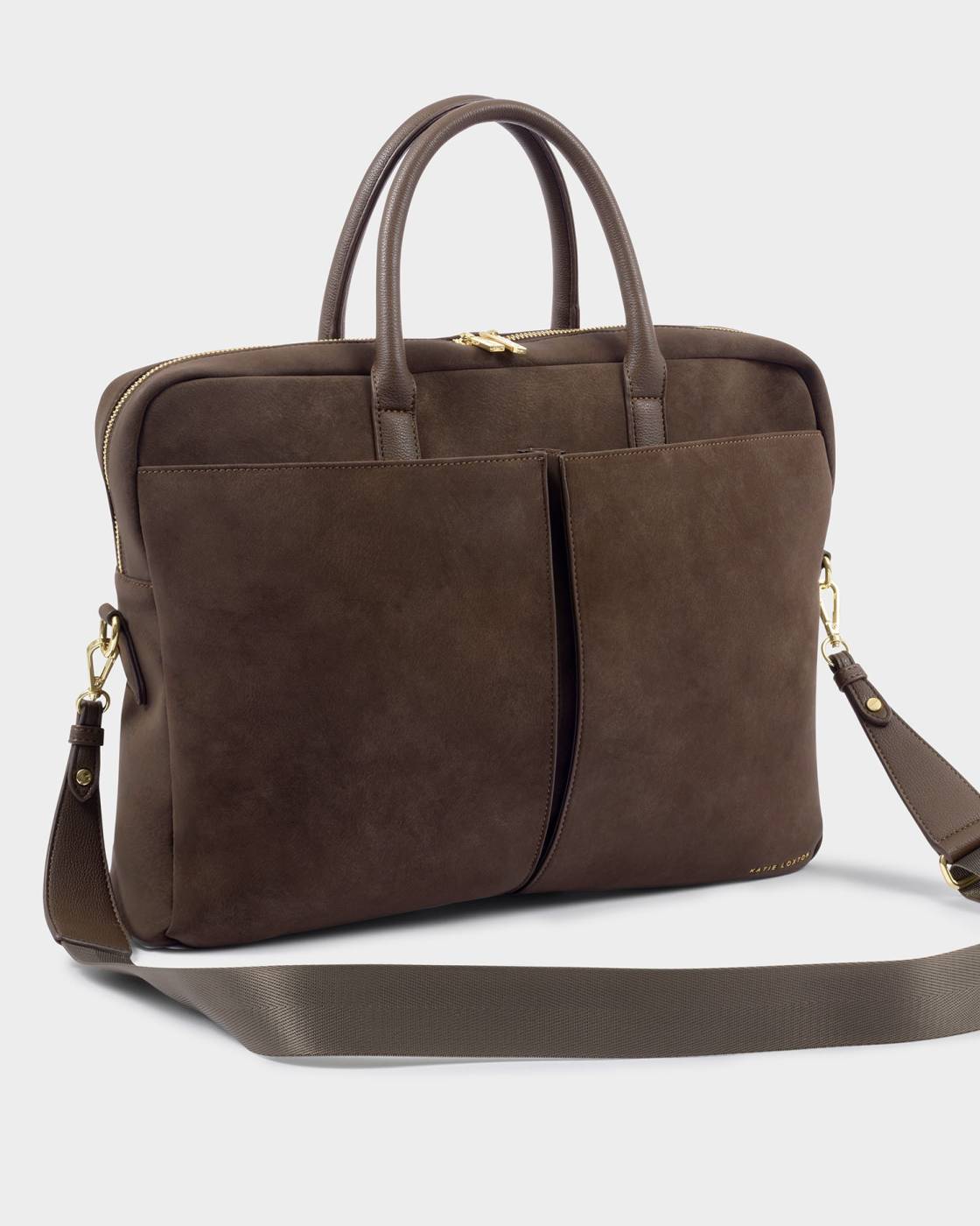 Katie Loxton Chocolate Suedette City Laptop Bag