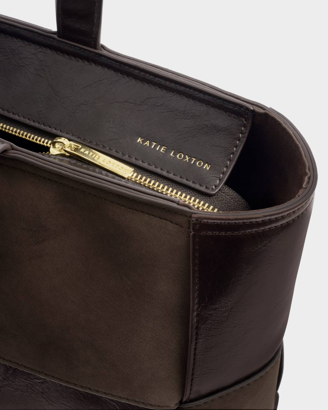 Katie Loxton Taya Hand Woven Suedette Tote Bag- Bitter Chocolate