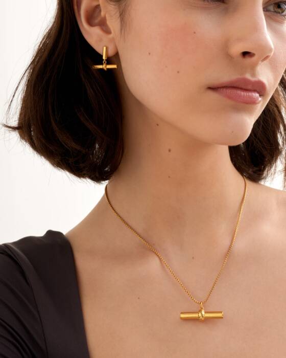 Katie Loxton Themis Waterproof Gold T-Bar Necklace
