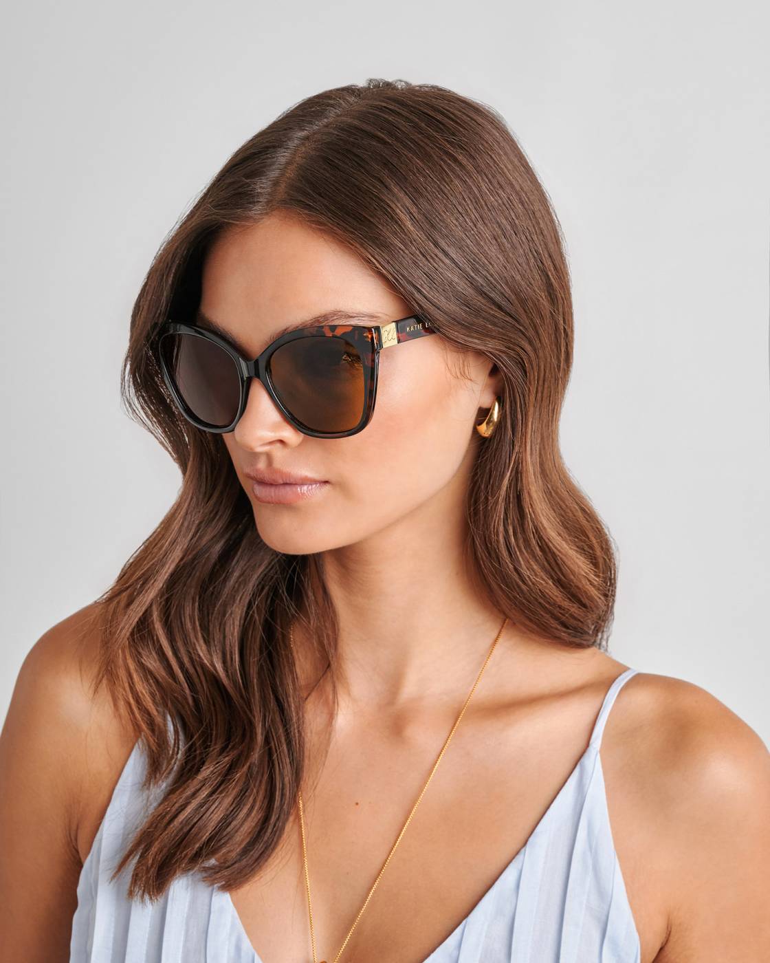 Katie Loxton Mykonos Oversized Cat-Eye Sunglasses- Dark Tortoiseshell