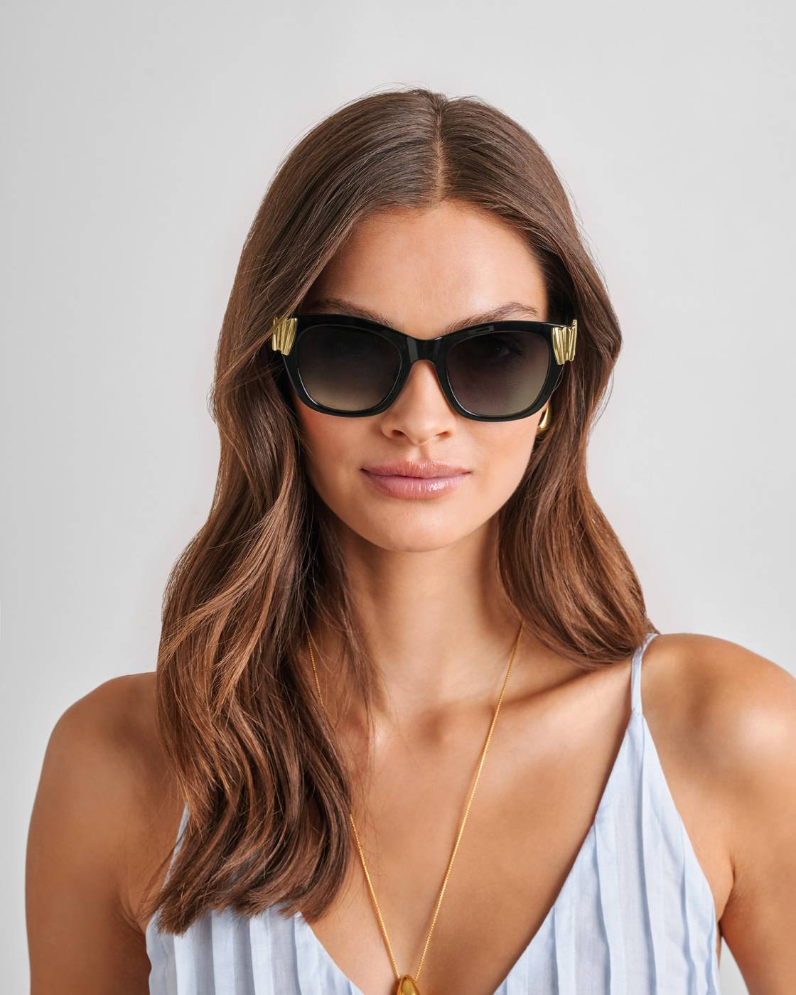 Katie Loxton Seychelles Round Cat-Eye Sunglasses- Black