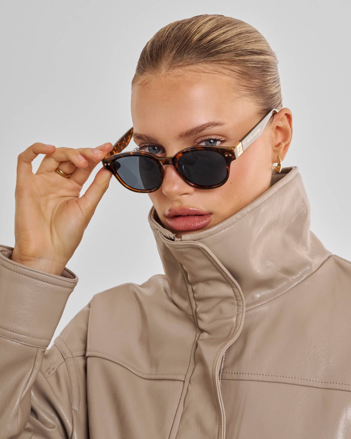 Katie Loxton Bologna Round Square Sunglasses- Dark Tortoiseshell