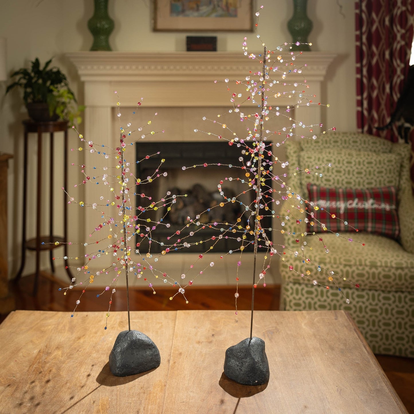 Multicolored Jeweled Tree with Stone Base