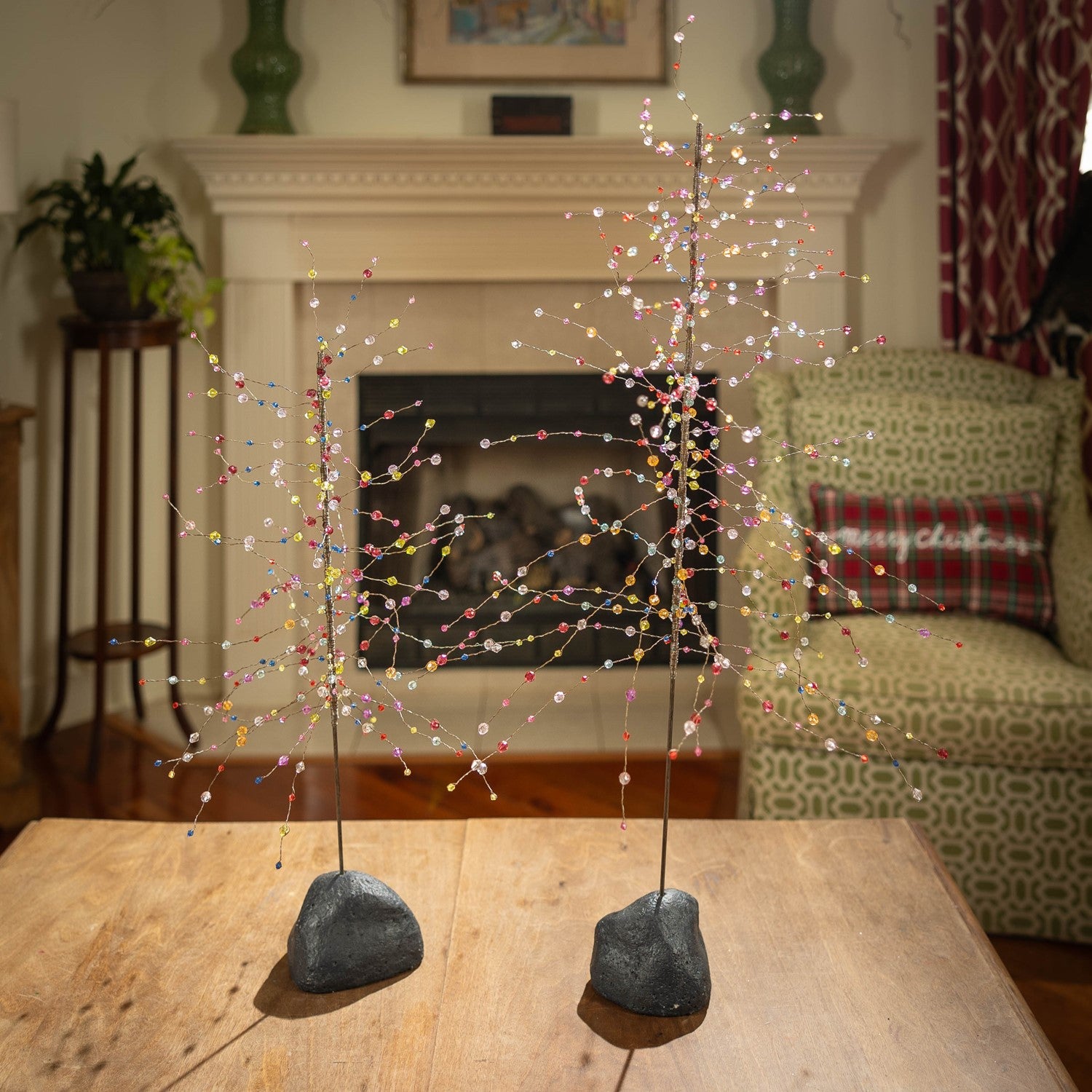 Multicolored Jeweled Tree with Stone Base