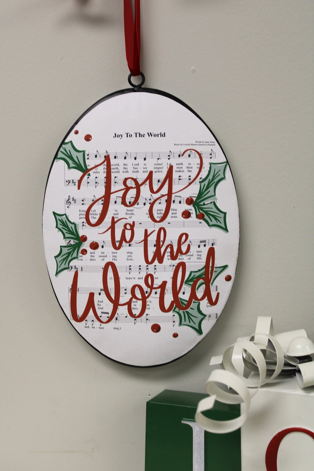 Joy To The World Oval Metal Disc Ornament