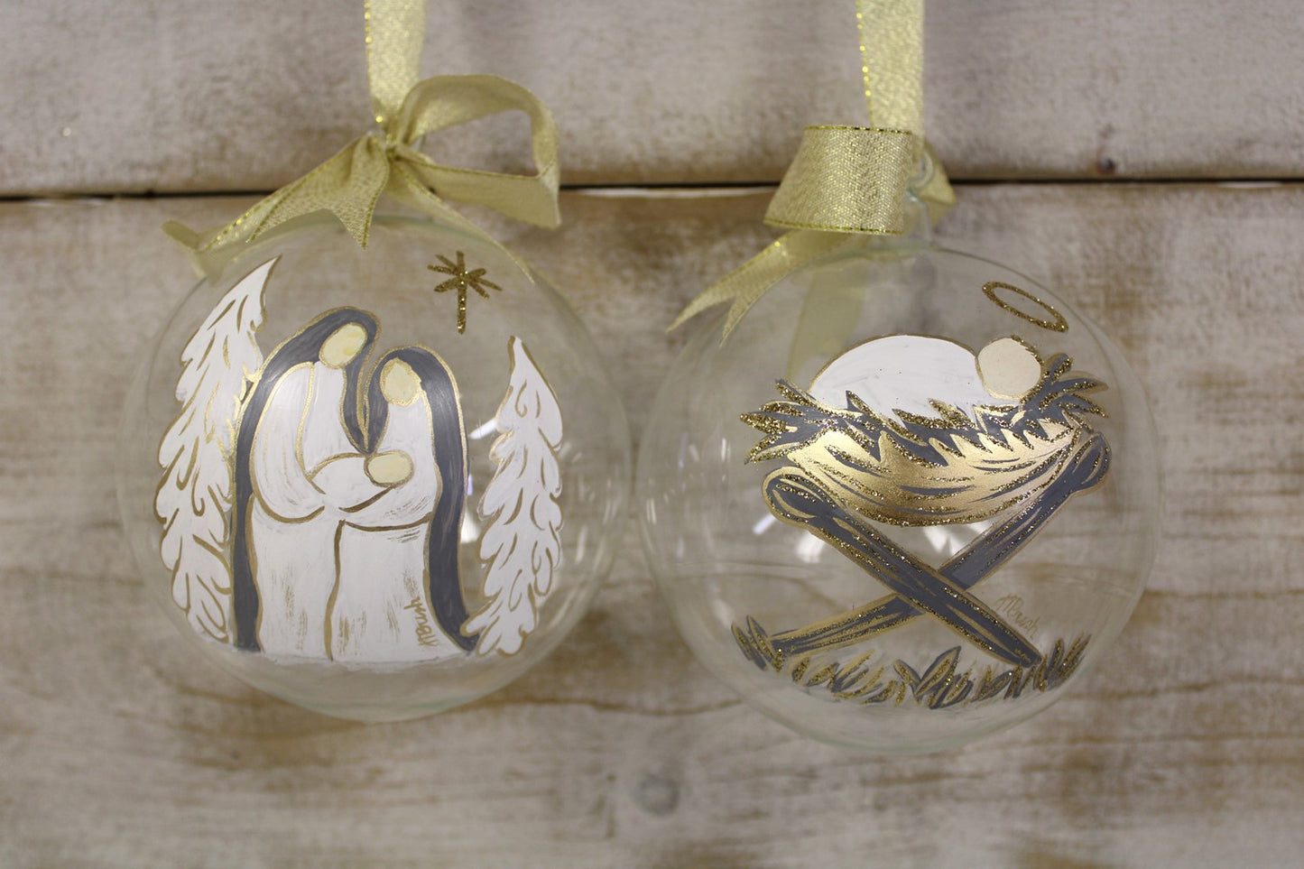 5" Handpainted Round Glass Ornament