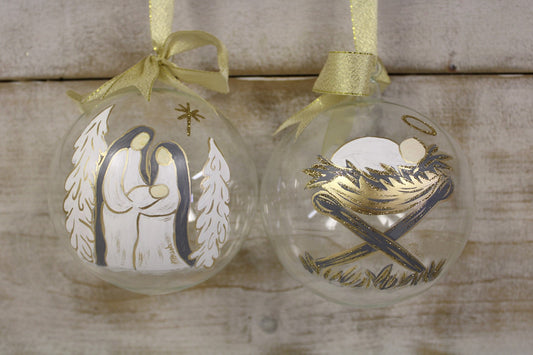 5" Handpainted Round Glass Ornament