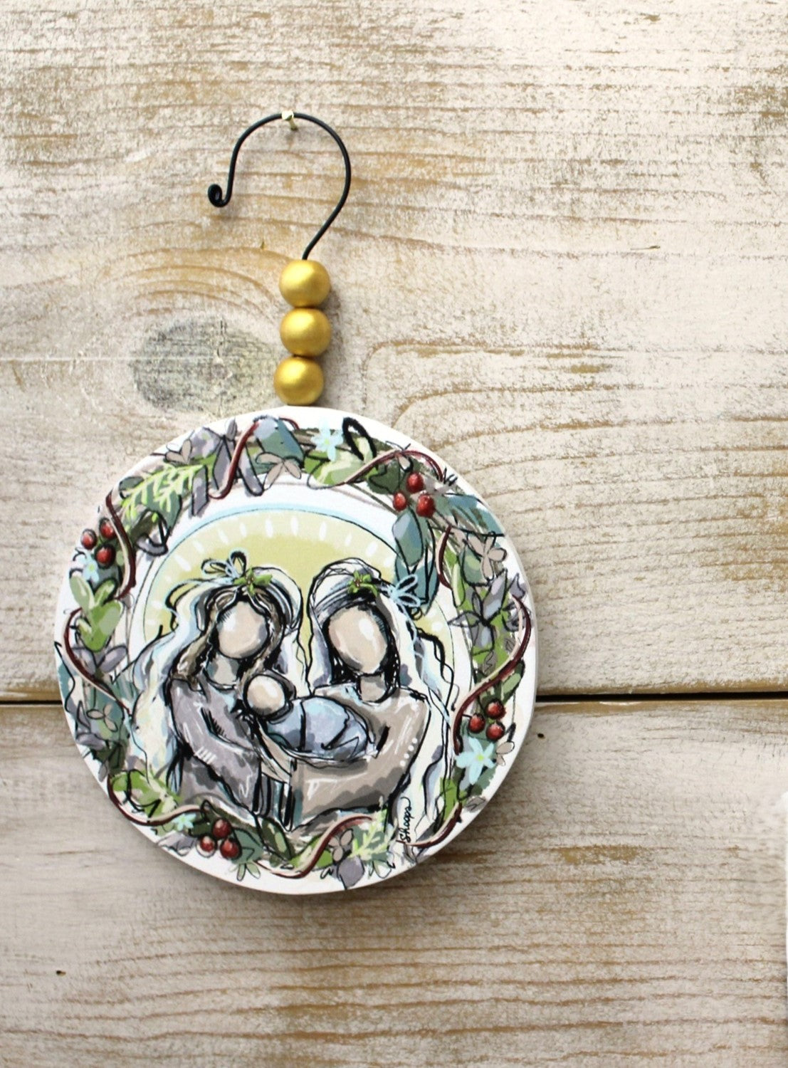 Holy Family 6" Ornament With Bead Hanger