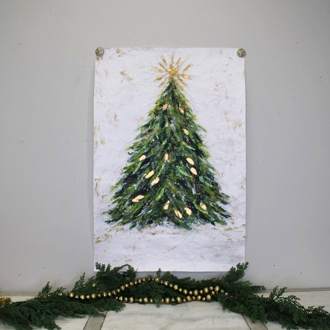 Woodland Tree Art Paper with Gold and Glitter Finish