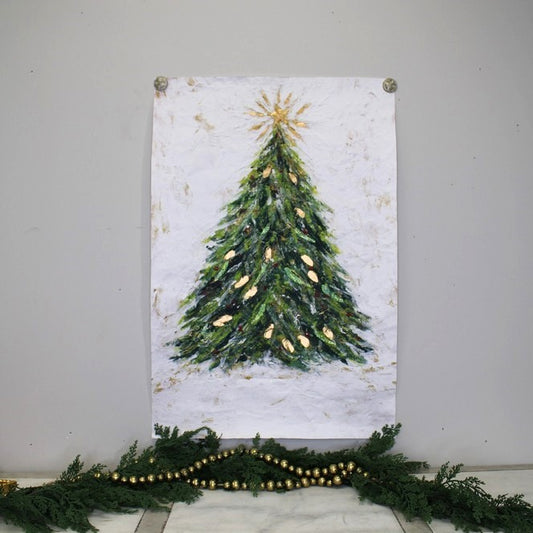 Woodland Tree Art Paper with Gold and Glitter Finish