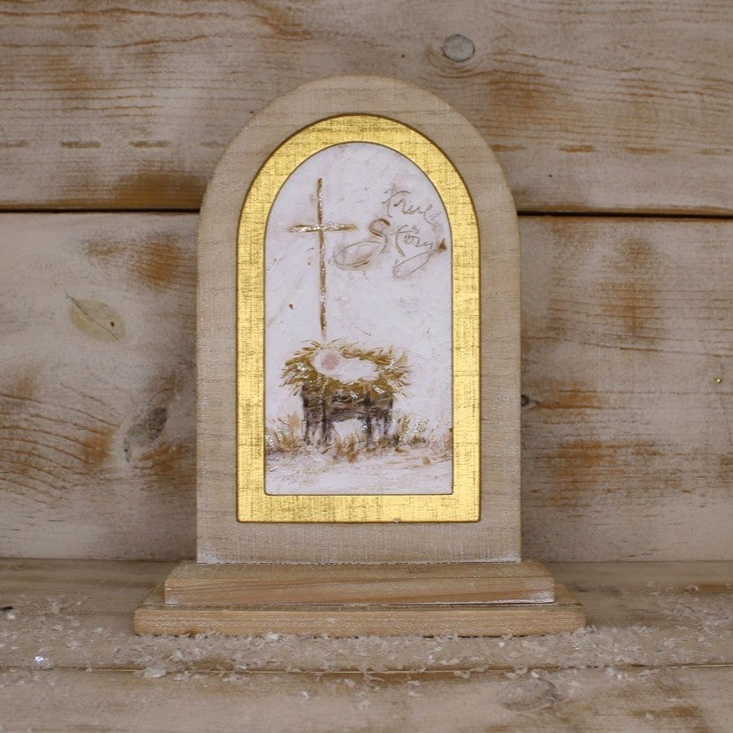 Glittered True Story Arched Wood Table Decor