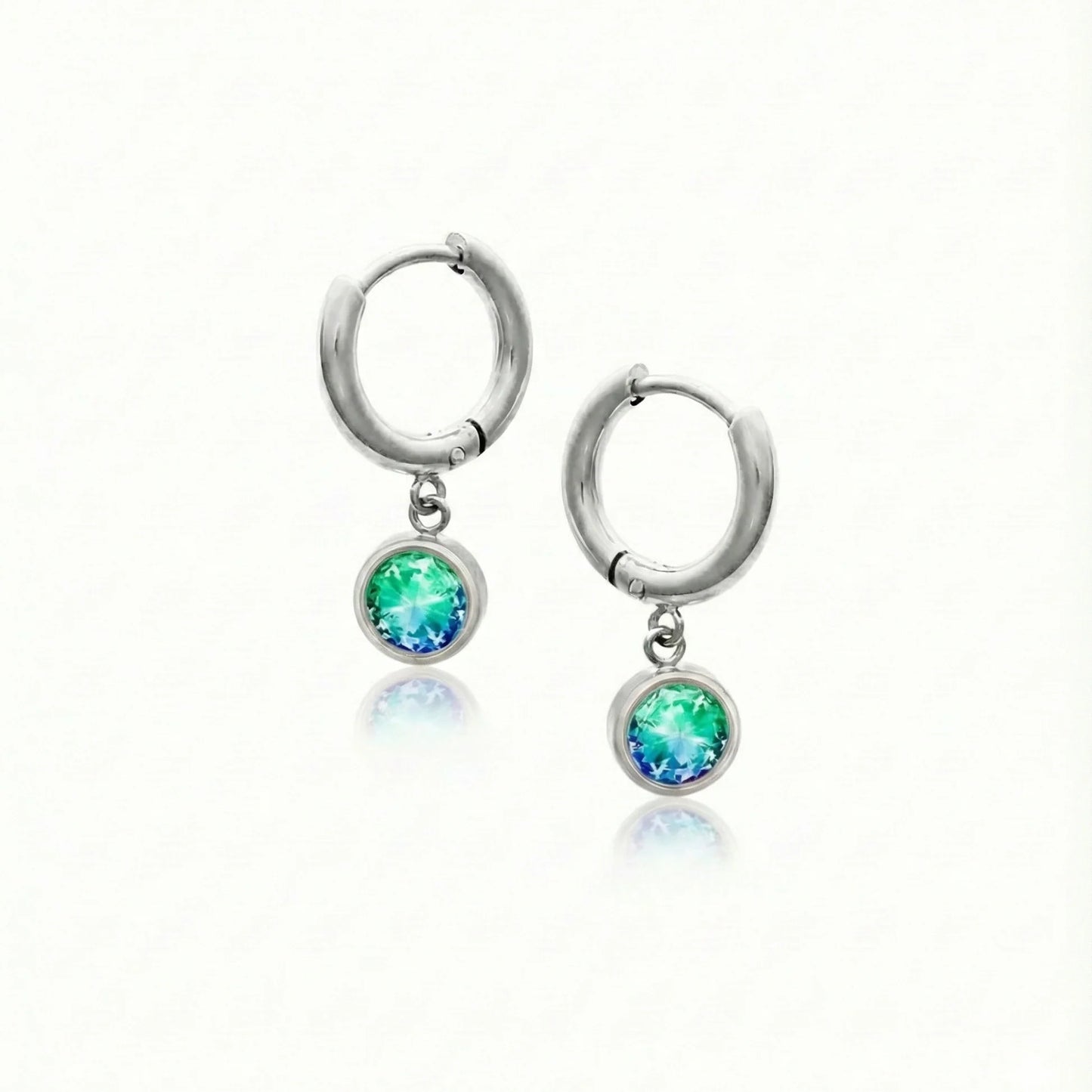 Aurora Crystal Jewelry Lunar Hoop Earrings