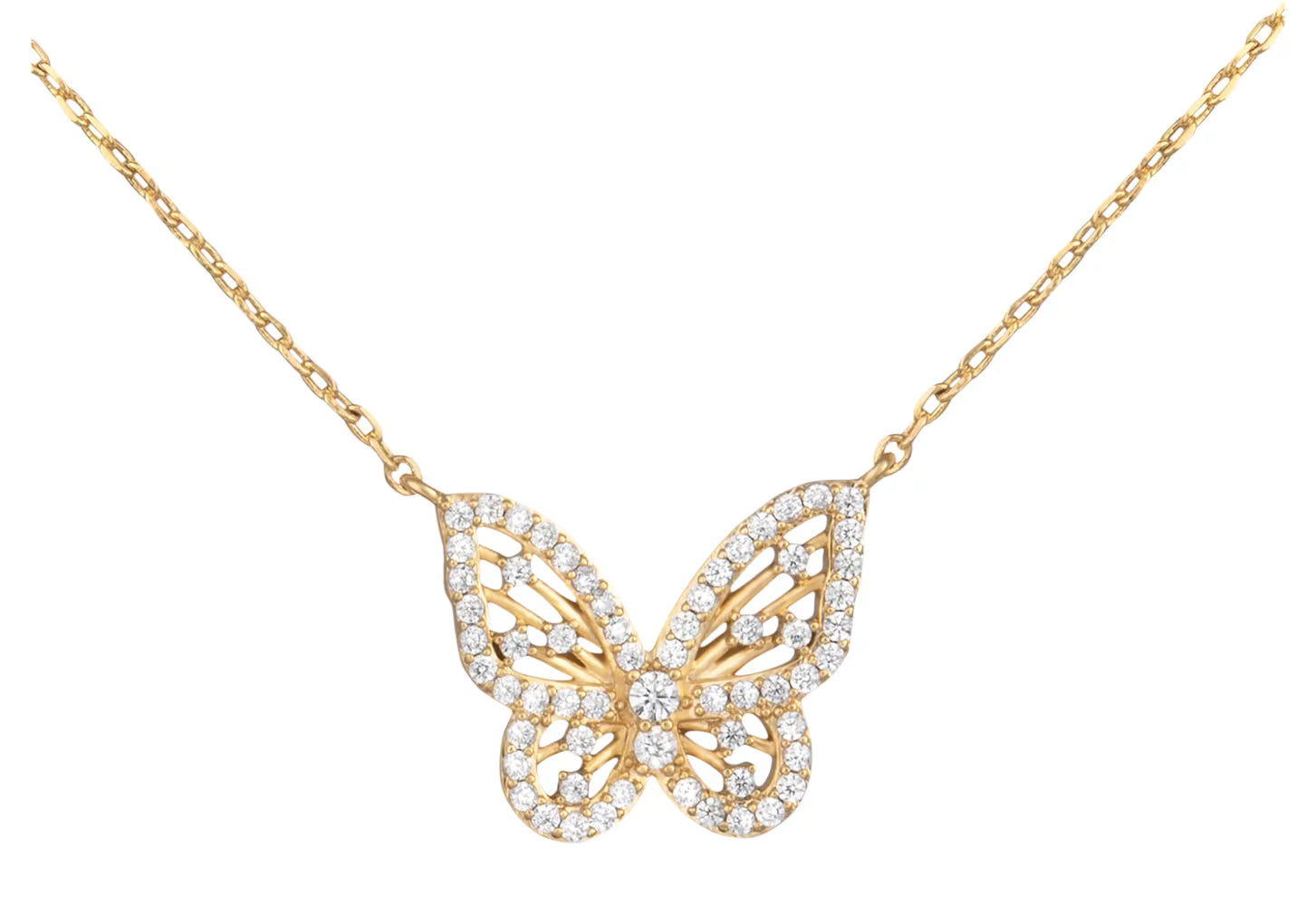 Delicate Cubic Zirconia Butterfly Gold Necklace