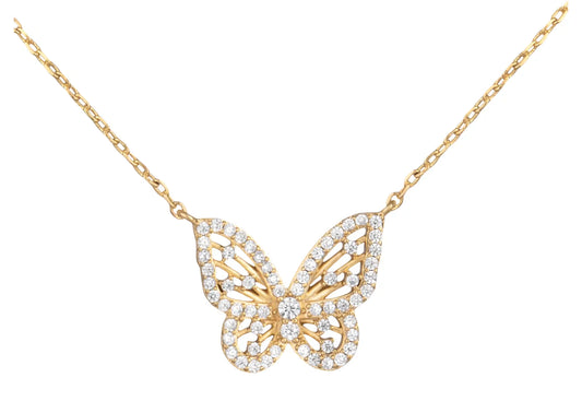 Delicate Cubic Zirconia Butterfly Gold Necklace