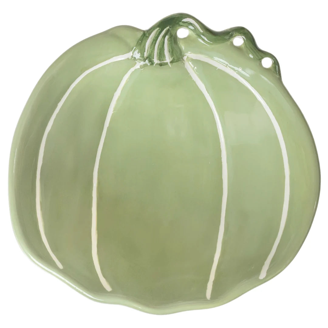 Large Green and White Pumpkin Bowl