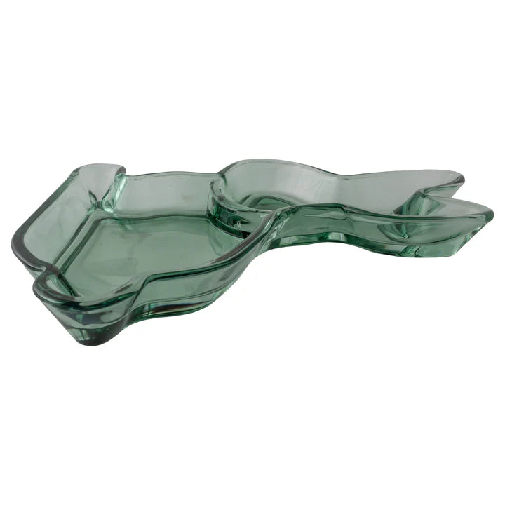 Green Glass Bunny Tray Easter