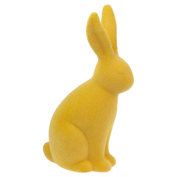 Yellow Flocked Bunny Large Easter