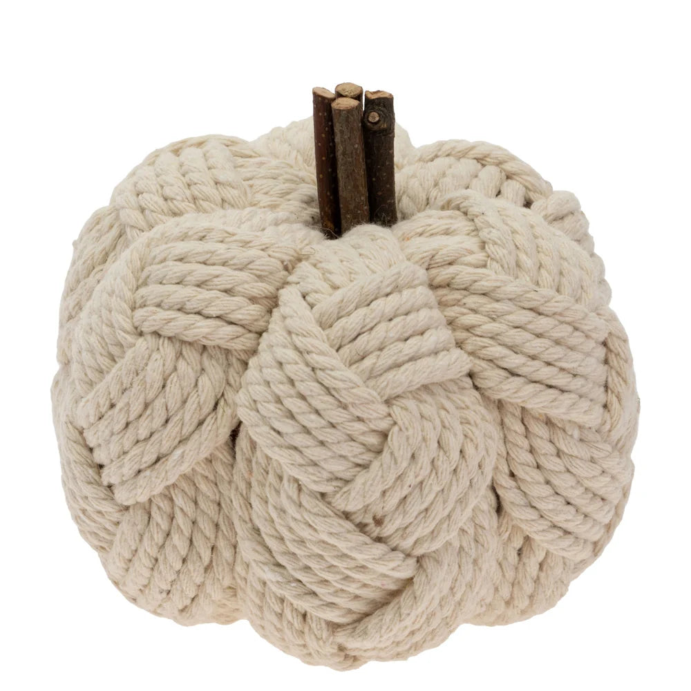 Large Woven Cream Pumpkin