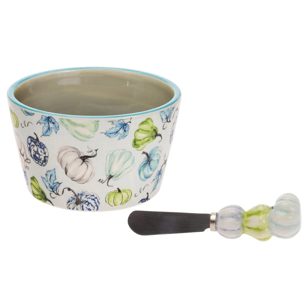 Chinoiserie Pumpkins Bowl and Spreader Set