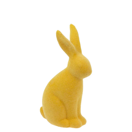 Yellow Flocked Bunny Small Easter
