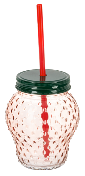 Strawberry Sipper Glass w/Straw