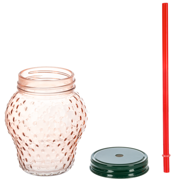 Strawberry Sipper Glass w/Straw