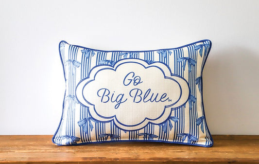 Go Big Blue Bow Pattern Pillow