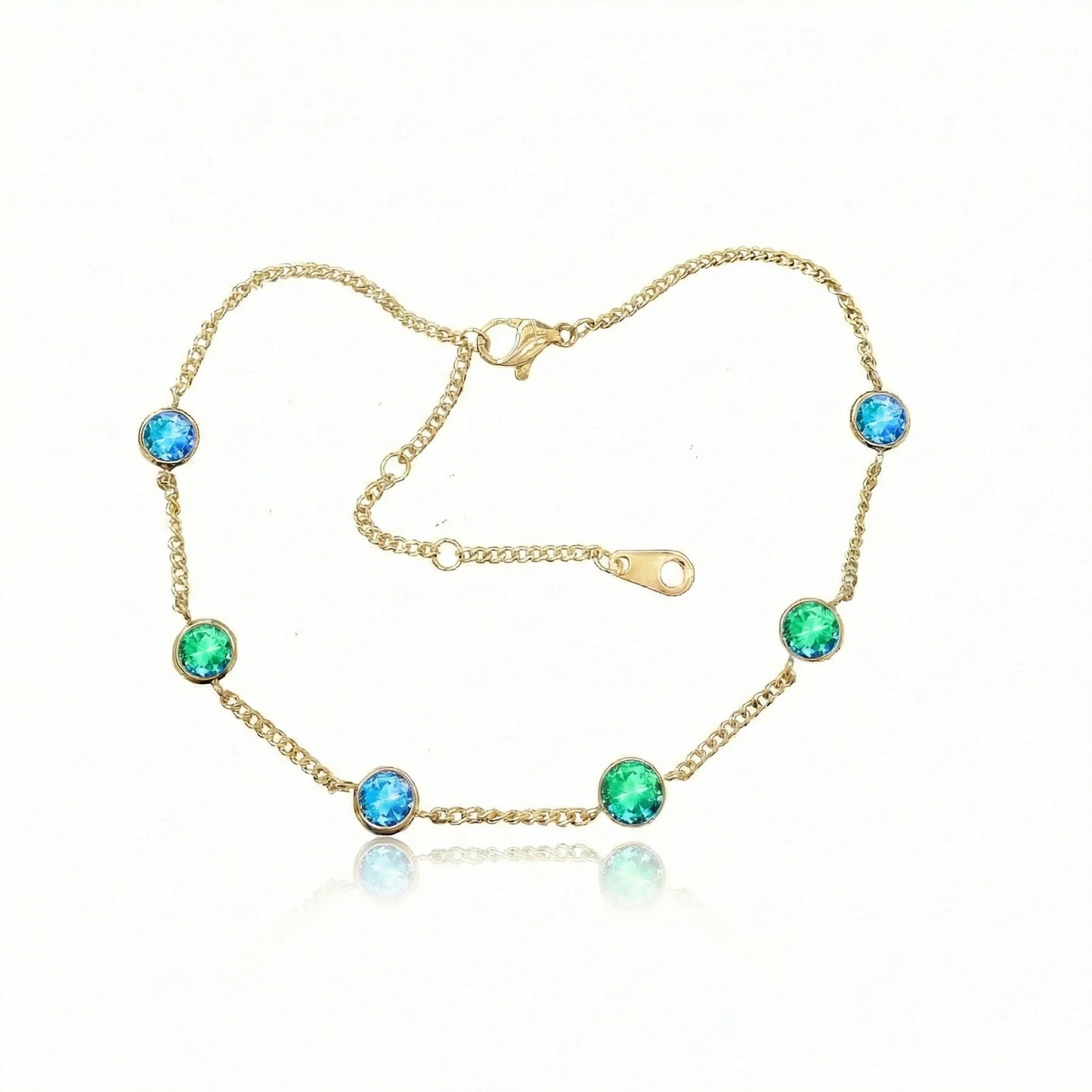 Aurora Crystal Jewelry Multi Stone Bracelet- Blue/Green