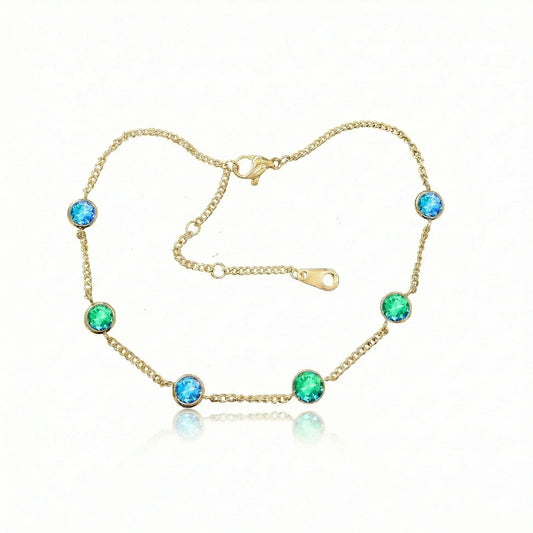Aurora Crystal Jewelry Multi Stone Bracelet- Blue/Green