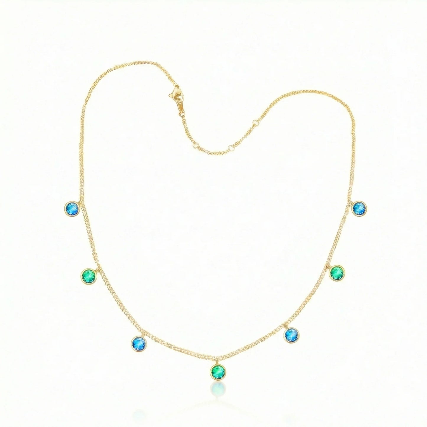 Aurora Crystal Jewelry Multi Stone Necklace- Blue/Green