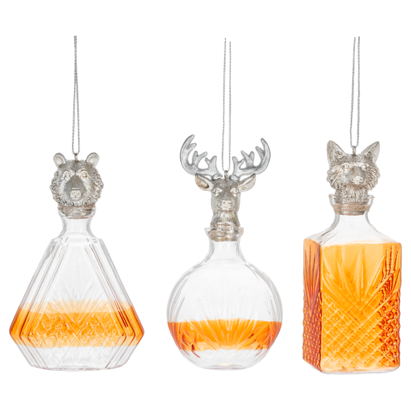 Bottle w/Animal Stopper Ornaments