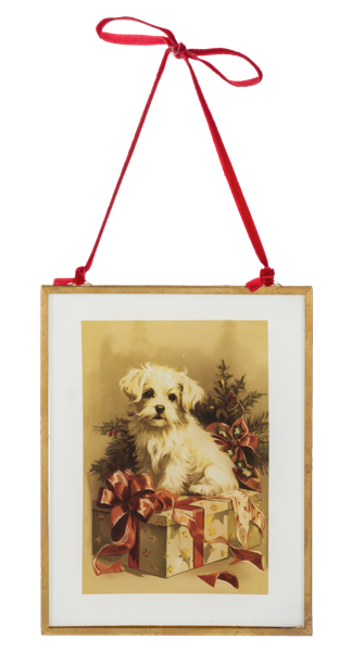 Framed Holiday Dog Ornaments - Maltese