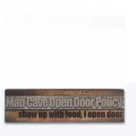 Man Cave Open Door Policy Wood Block